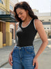 Onfers Womens Knit Tank Top Scoop Neck Sleeveless Color Block Sweater Vest Tops Slim Fitted Casual Basic Shirts