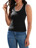 Onfers Womens Knit Tank Top Scoop Neck Sleeveless Color Block Sweater Vest Tops Slim Fitted Casual Basic Shirts