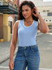 Onfers Womens Knit Tank Top Scoop Neck Sleeveless Color Block Sweater Vest Tops Slim Fitted Casual Basic Shirts