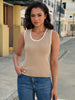 Onfers Womens Knit Tank Top Scoop Neck Sleeveless Color Block Sweater Vest Tops Slim Fitted Casual Basic Shirts