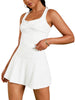 Onfers Two Piece Tennis Skirt Sets for Women Sleeveless Ruched Crop Top and Pleated Skort with Pockets Golf Workout Outfits