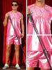 Holographic Tank Top and Shorts Set for Men&
