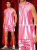 Holographic Tank Top and Shorts Set for Men&