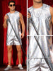 Holographic Tank Top and Shorts Set for Men&