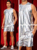 Holographic Tank Top and Shorts Set for Men&