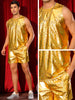 Holographic Tank Top and Shorts Set for Men&