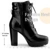 Lace Up Platform Buckle Chunky Heel Ankle Boots for Women