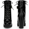 Lace Up Platform Buckle Chunky Heel Ankle Boots for Women