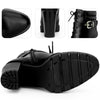 Lace Up Platform Buckle Chunky Heel Ankle Boots for Women