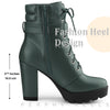 Lace Up Platform Buckle Chunky Heel Ankle Boots for Women