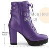 Lace Up Platform Buckle Chunky Heel Ankle Boots for Women