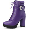 Lace Up Platform Buckle Chunky Heel Ankle Boots for Women