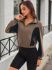Onfers Womens Cropped Sweatshirts Half Zip Pullover Long Sleeve Oversized Sweaters Workout Fall Outfits with Pockets