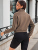 Onfers Womens Cropped Sweatshirts Half Zip Pullover Long Sleeve Oversized Sweaters Workout Fall Outfits with Pockets