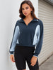Onfers Womens Cropped Sweatshirts Half Zip Pullover Long Sleeve Oversized Sweaters Workout Fall Outfits with Pockets