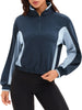 Onfers Womens Cropped Sweatshirts Half Zip Pullover Long Sleeve Oversized Sweaters Workout Fall Outfits with Pockets