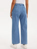 Women Striped Jeans High Rise Zipper Fly Trousers Straight Leg Denim Pants