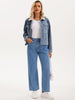 Women Striped Jeans High Rise Zipper Fly Trousers Straight Leg Denim Pants