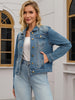Womens Jean Jacket Casual Long Sleeve Washed Button Up Denim Jackets