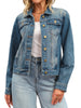 Womens Jean Jacket Casual Long Sleeve Washed Button Up Denim Jackets