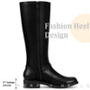 Buckle Chunky Low Heel Side Zipper Knee High Riding Boots for Women