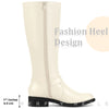 Buckle Chunky Low Heel Side Zipper Knee High Riding Boots for Women