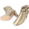 Rhinestone Buckle Decor Square Toe Chunky Heel Ankle Boots for Women