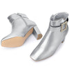 Rhinestone Buckle Decor Square Toe Chunky Heel Ankle Boots for Women