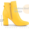 Round Toe Side Zip Block Heel Ankle Boots for Women