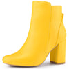 Round Toe Side Zip Block Heel Ankle Boots for Women
