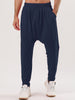 Solid Color Elastic Waist Slant Pockets Harem Pants