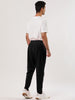 Solid Color Elastic Waist Slant Pockets Harem Pants