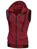 Kangaroo Pocket Zip Up Drawstring Hooded Vest