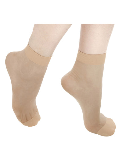 G15 Ladies Pure Color Stretchy Sheer Ankle Socks 10-Pairs