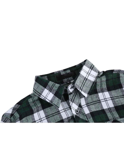 Long Sleeve Check Print Button Plaid Flannel Shirt