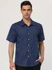 Retro Short Sleeve Cotton Polka Dot Button Up Shirt