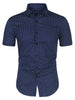 Retro Short Sleeve Cotton Polka Dot Button Up Shirt