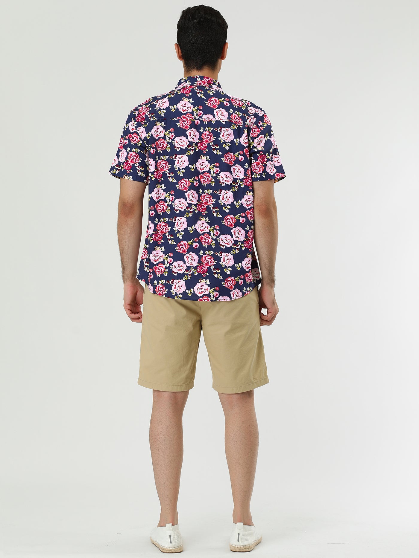 Bublédon Chic Hawaiian Floral Print Summer Button Beach Shirt