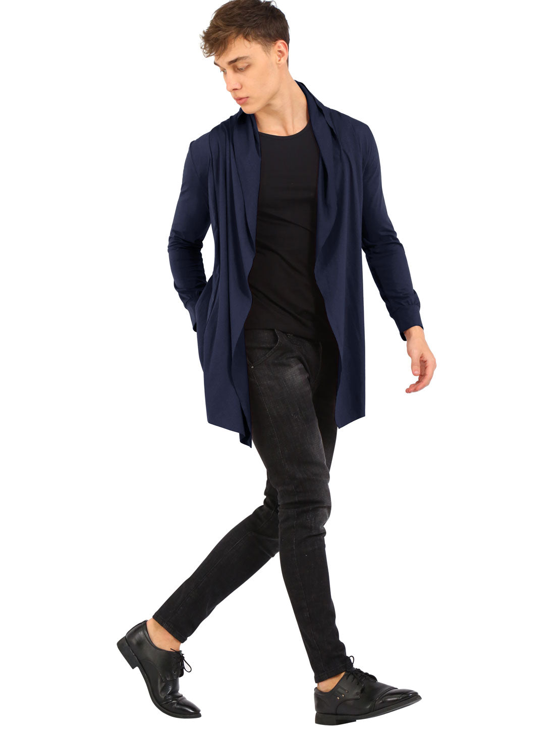 Bublédon Shawl Collar Open Front Long Sleeve Solid Jacket