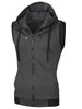 Kangaroo Pocket Zip Up Drawstring Hooded Vest