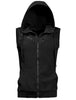 Kangaroo Pocket Zip Drawstring Sleeveless Hoodies
