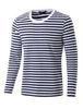 Basic Crew Neck Striped Pullover Long Sleeve Shirt