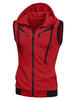 Kangaroo Pocket Zip Drawstring Sleeveless Hoodies
