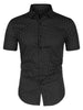 Retro Short Sleeve Cotton Polka Dot Button Up Shirt