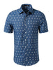 Short Sleeve Lapel Button Down Floral Printed Shirt