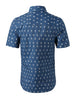 Short Sleeve Lapel Button Down Floral Printed Shirt