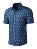 Short Sleeve Lapel Button Down Floral Printed Shirt