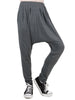 Solid Color Elastic Waist Slant Pockets Harem Pants