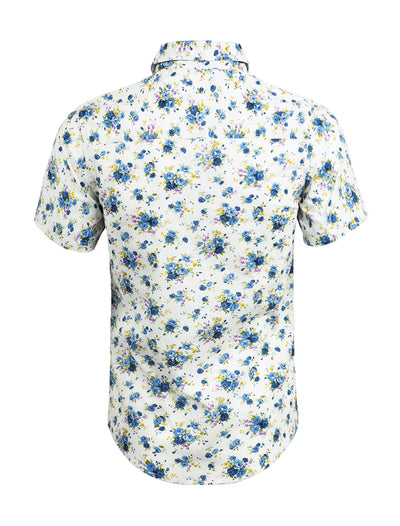 Lapel Floral Print Cotton Hawaiian Beach Botton Shirt