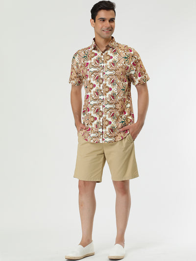 Chic Hawaiian Floral Print Summer Button Beach Shirt